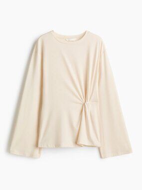 H&M Light Beige X-Small Twist-Detail Top NWT
